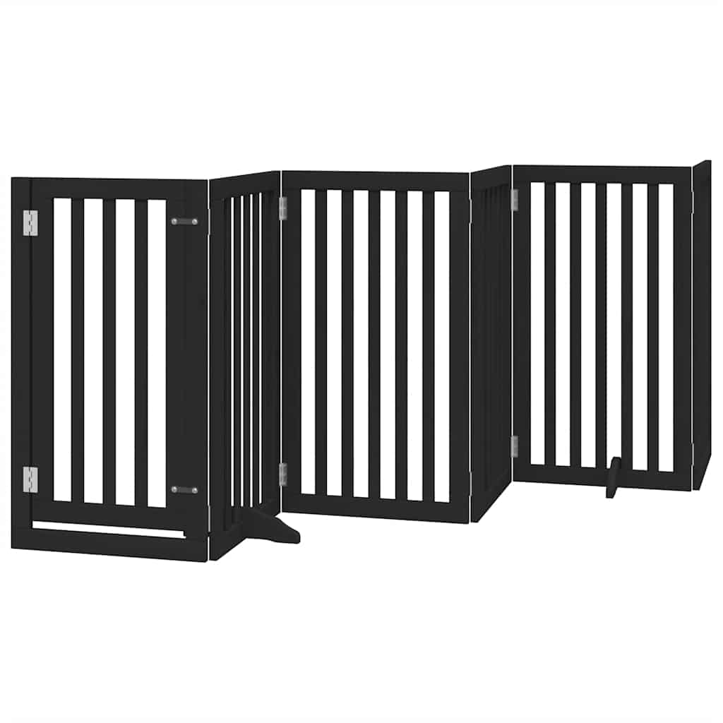 Puerta de perros plegable 15 paneles madera álamo negra 750 cm