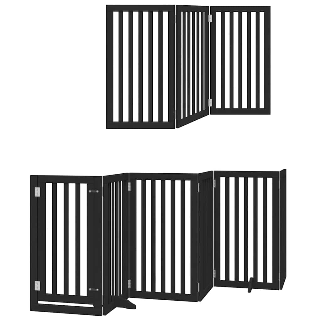Puerta de perros plegable 15 paneles madera álamo negra 750 cm