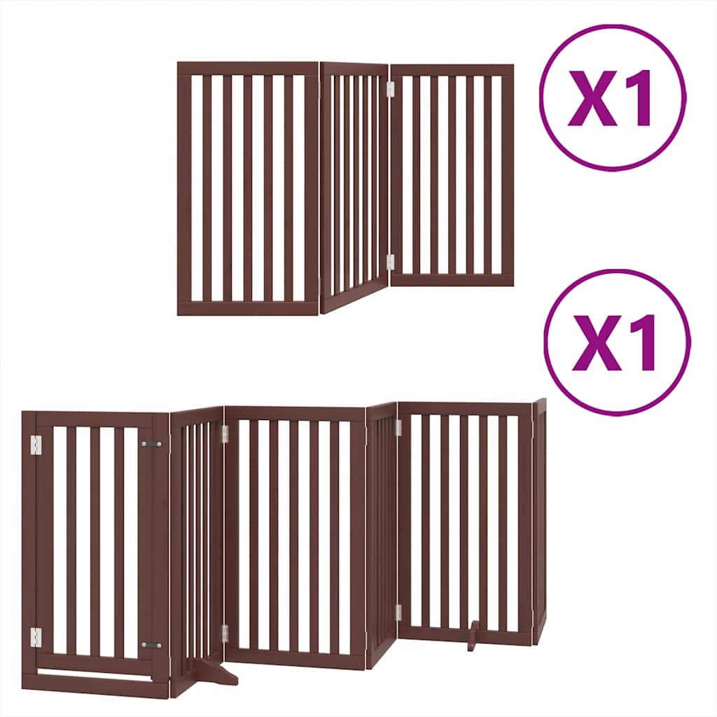 Puerta de perros plegable 9 paneles madera álamo marrón 450 cm