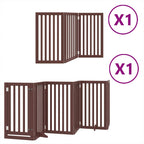 Puerta de perros plegable 9 paneles madera álamo marrón 450 cm