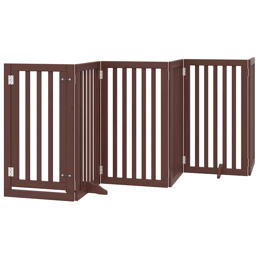 Puerta de perros plegable 9 paneles madera álamo marrón 450 cm