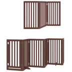 Puerta de perros plegable 9 paneles madera álamo marrón 450 cm