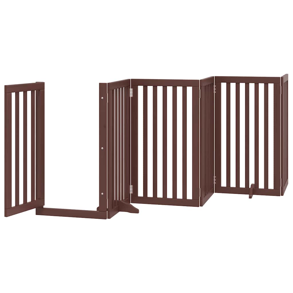 Puerta de perros plegable 9 paneles madera álamo marrón 450 cm