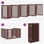 Puerta de perros plegable 9 paneles madera álamo marrón 450 cm