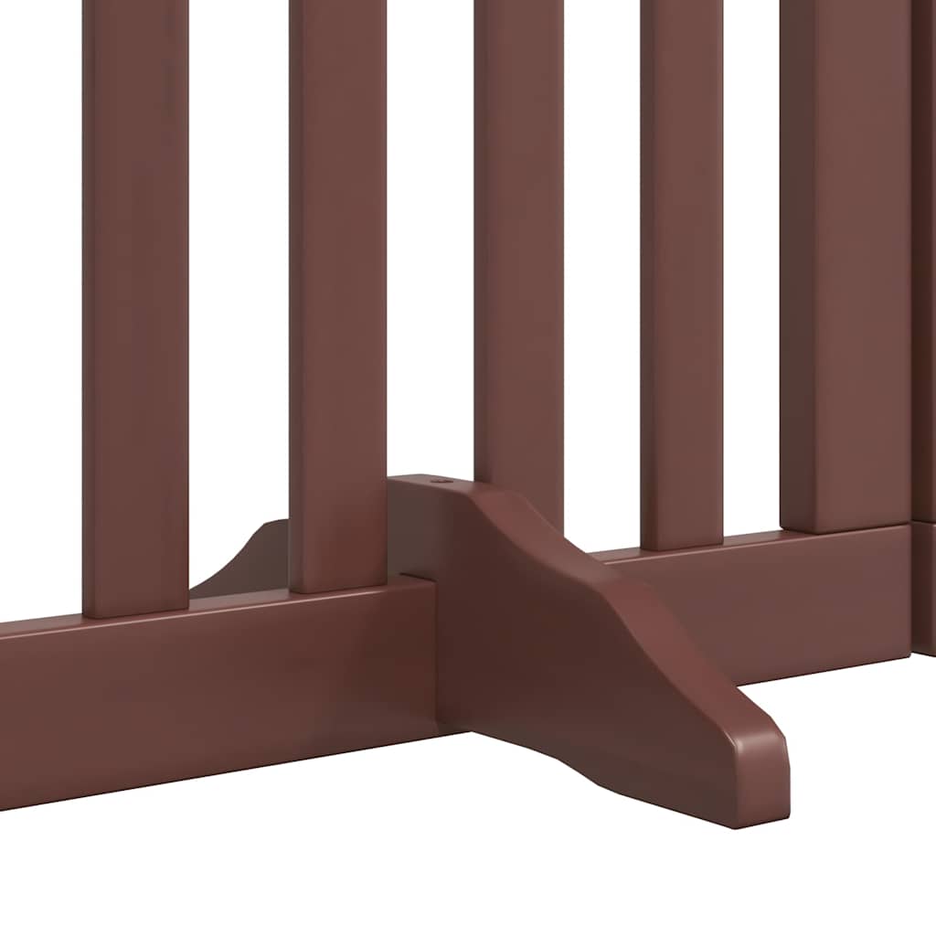 Puerta de perros plegable 9 paneles madera álamo marrón 450 cm