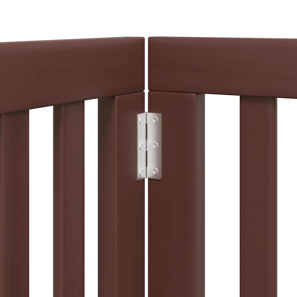 Puerta de perros plegable 9 paneles madera álamo marrón 450 cm