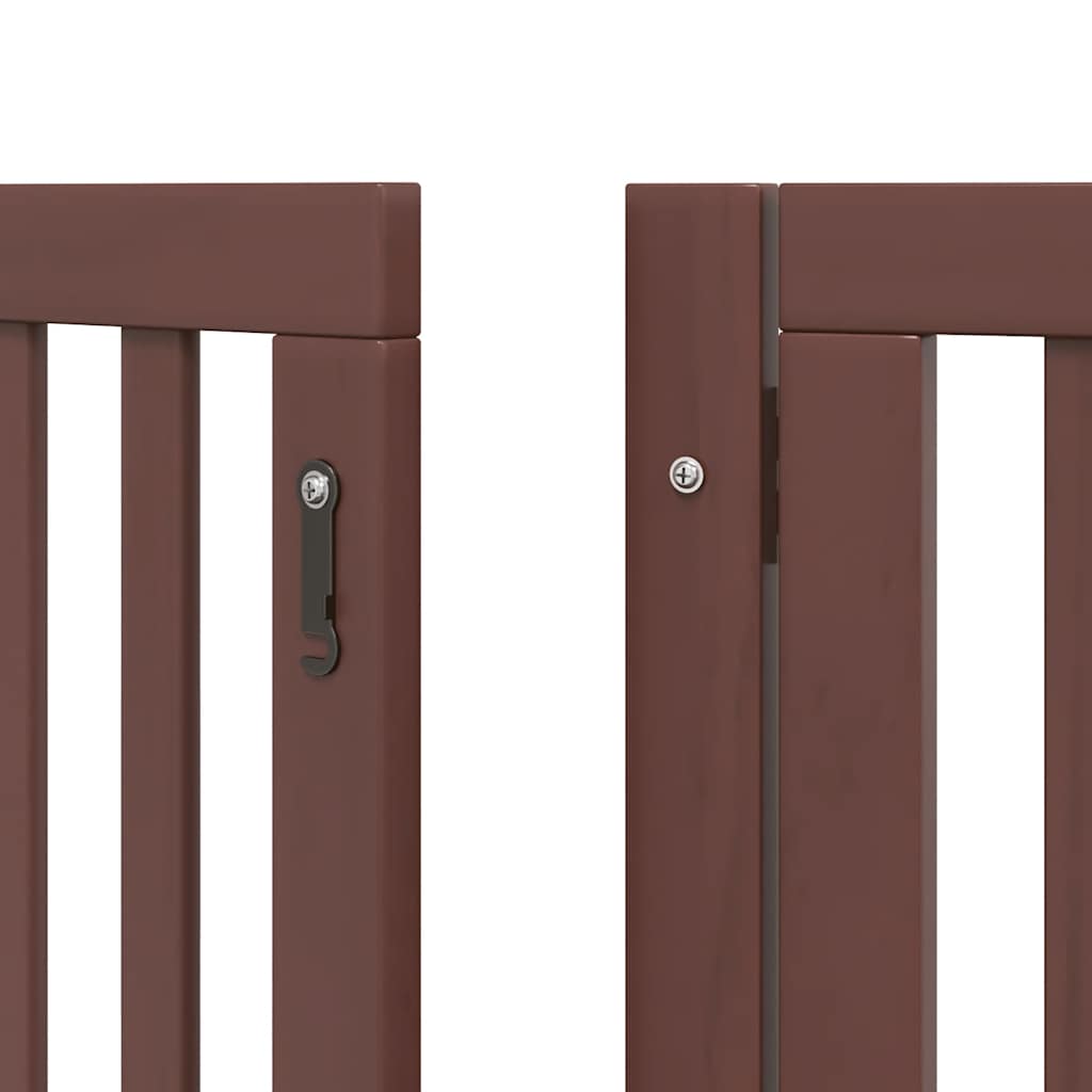 Puerta de perros plegable 9 paneles madera álamo marrón 450 cm