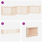 Puerta para perros plegable 6 paneles madera de álamo 480 cm