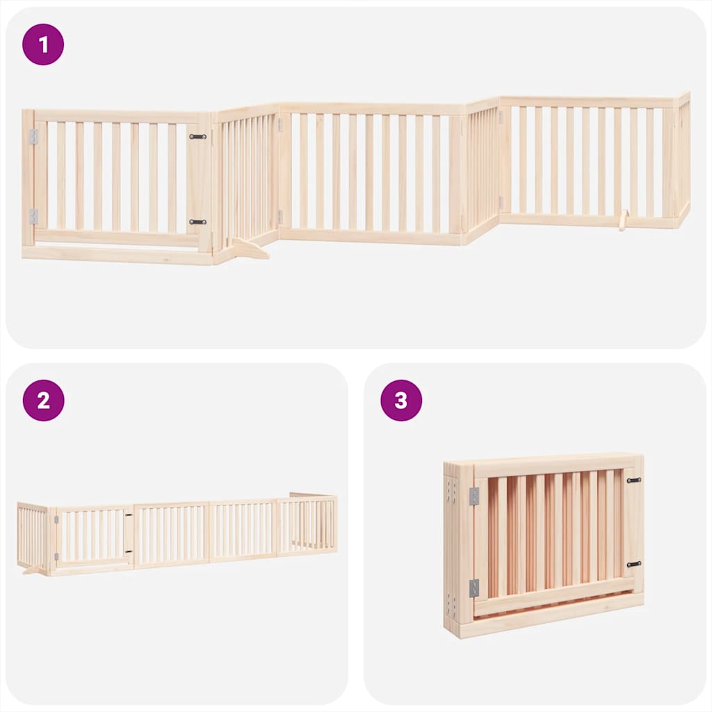 Puerta para perros plegable 6 paneles madera de álamo 480 cm