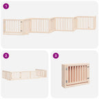Puerta para perros plegable 8 paneles madera de álamo 640 cm