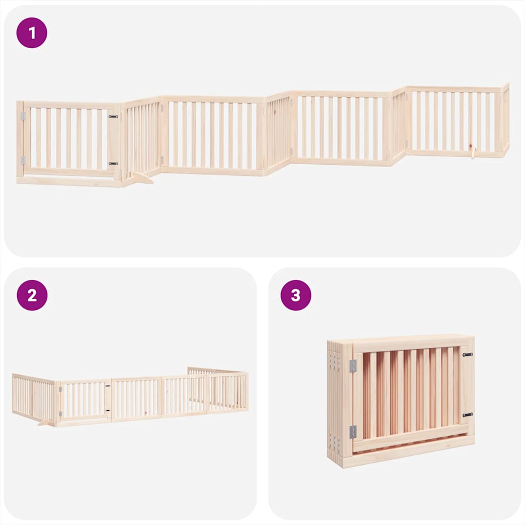Puerta para perros plegable 8 paneles madera de álamo 640 cm