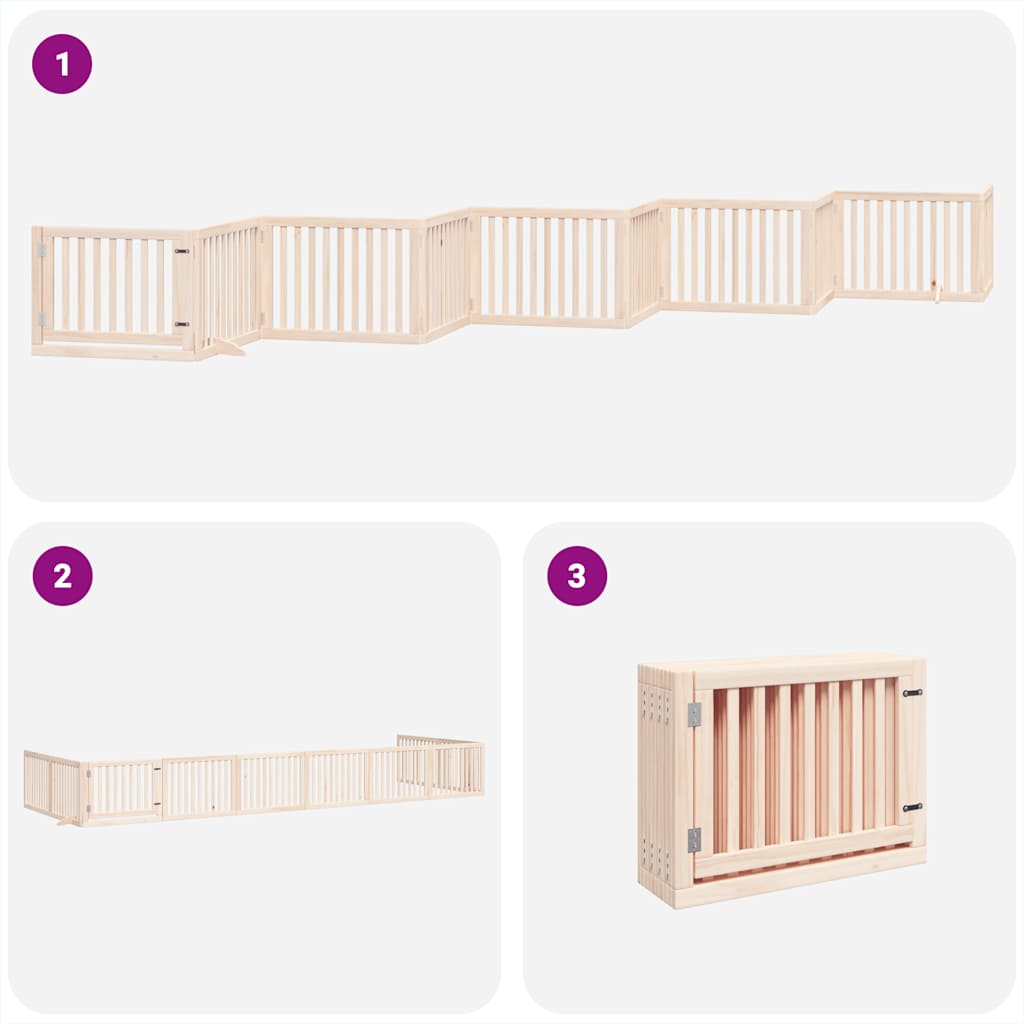 Puerta para perros plegable 10 paneles madera de álamo 800 cm