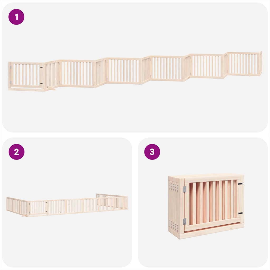 Puerta para perros plegable 12 paneles madera de álamo 960 cm