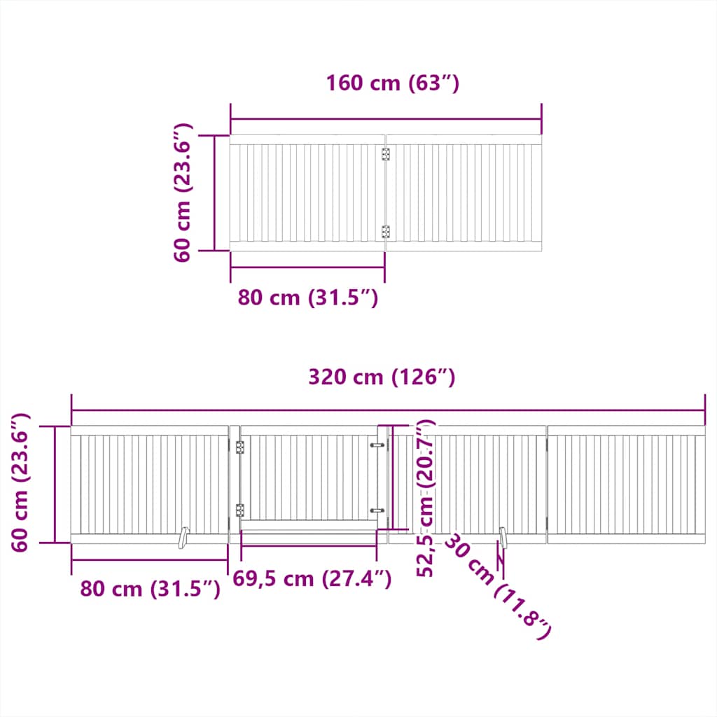 Puerta para perros plegable 12 paneles madera de álamo 960 cm