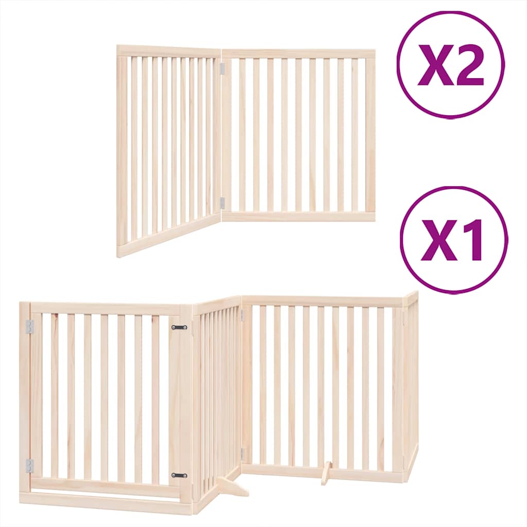 Puerta para perros plegable 8 paneles madera de álamo 640 cm
