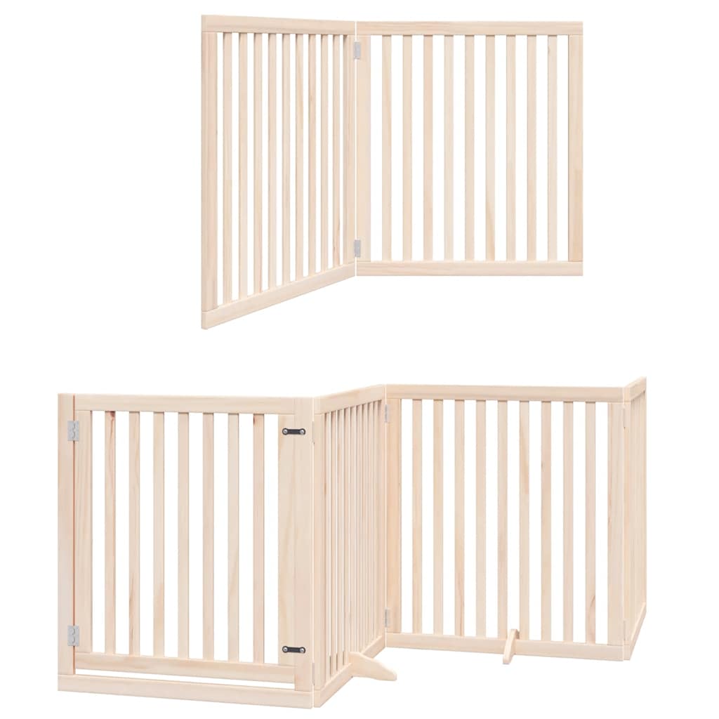Puerta para perros plegable 8 paneles madera de álamo 640 cm