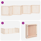 Puerta para perros plegable 8 paneles madera de álamo 640 cm