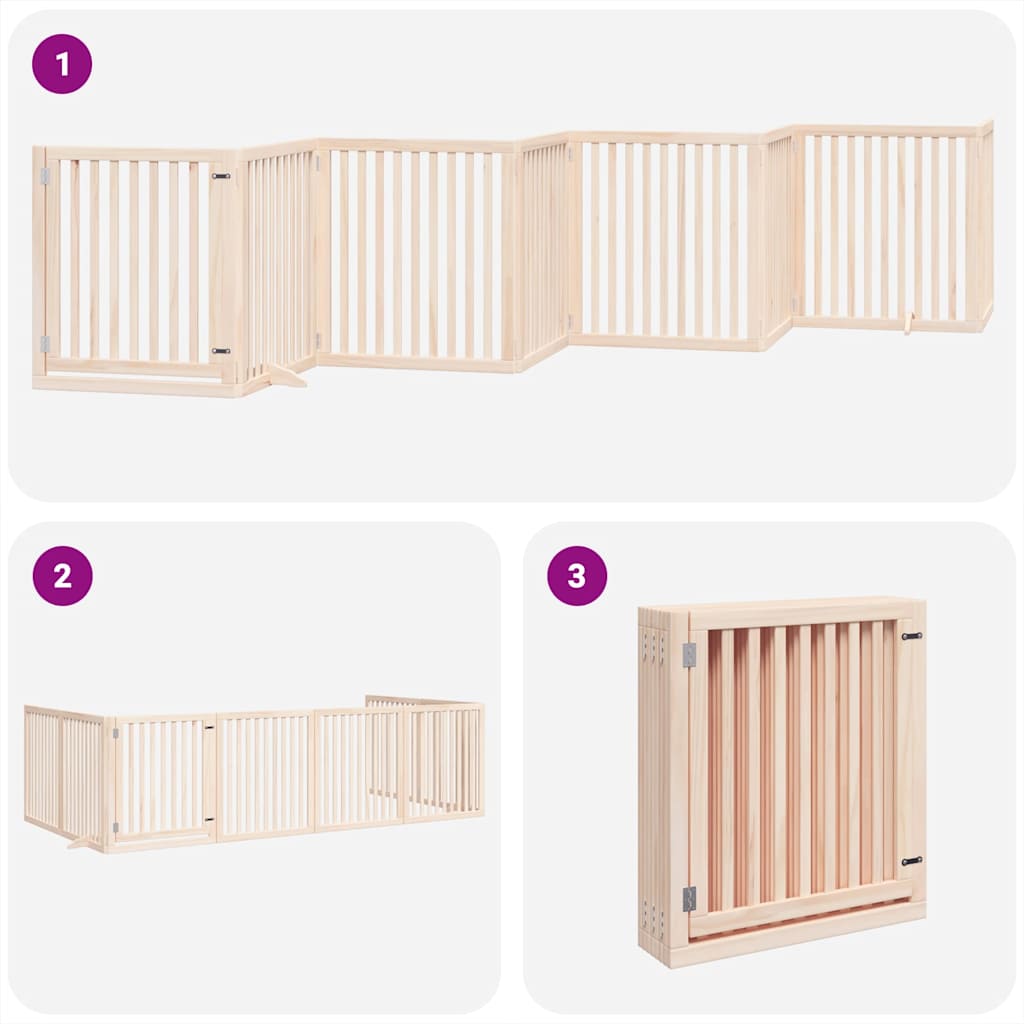 Puerta para perros plegable 8 paneles madera de álamo 640 cm
