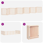 Puerta para perros plegable 12 paneles madera de álamo 960 cm