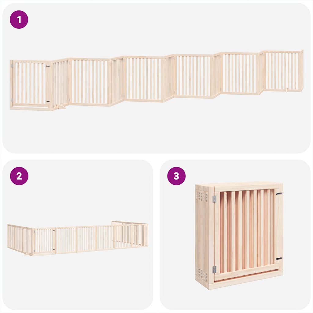 Puerta para perros plegable 12 paneles madera de álamo 960 cm