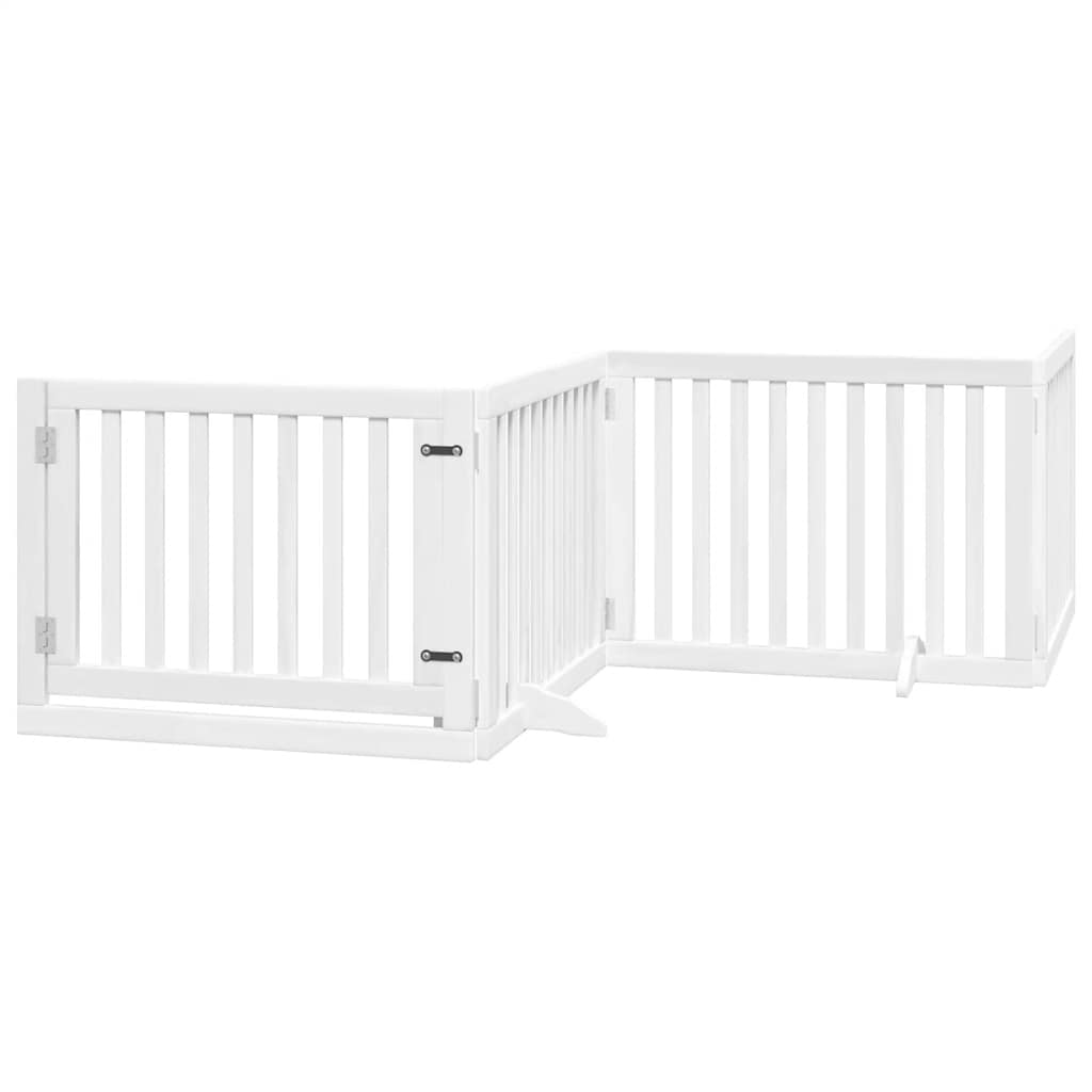 Puerta de perros plegable 12 paneles madera álamo blanca 960 cm