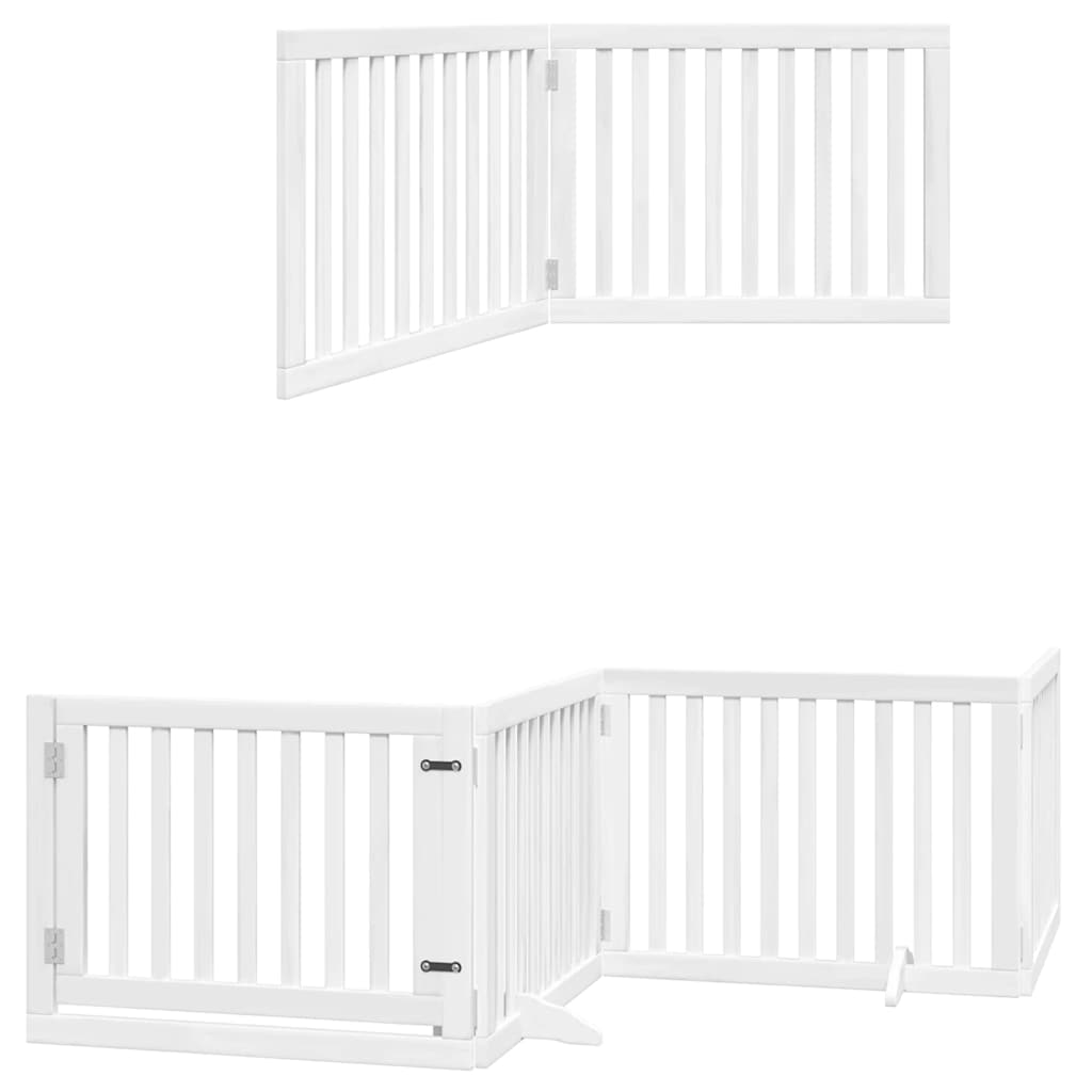 Puerta de perros plegable 12 paneles madera álamo blanca 960 cm