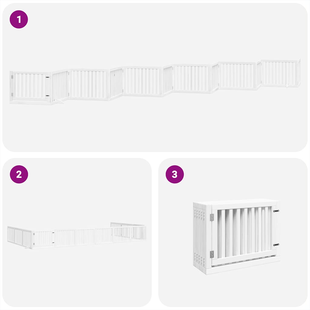 Puerta de perros plegable 12 paneles madera álamo blanca 960 cm