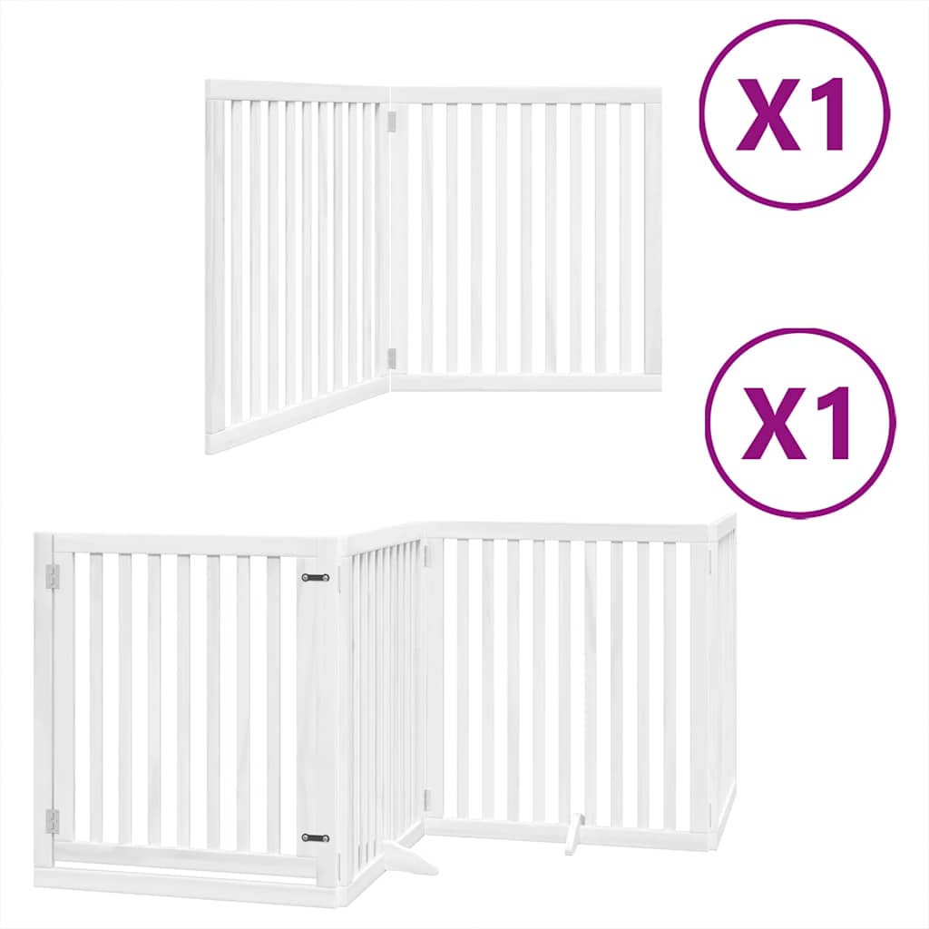 Puerta de perros plegable 6 paneles madera álamo blanca 480 cm