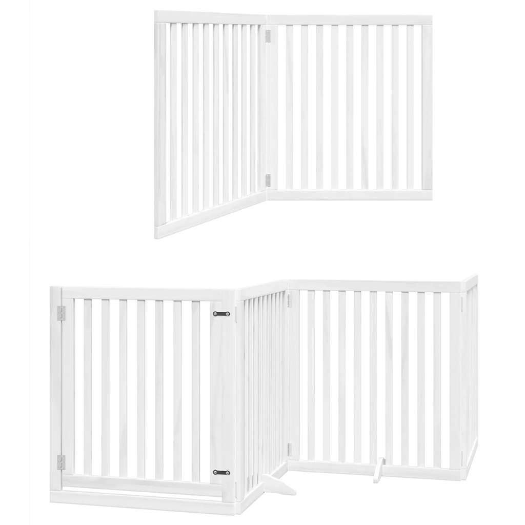 Puerta de perros plegable 6 paneles madera álamo blanca 480 cm