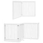 Puerta de perros plegable 6 paneles madera álamo blanca 480 cm