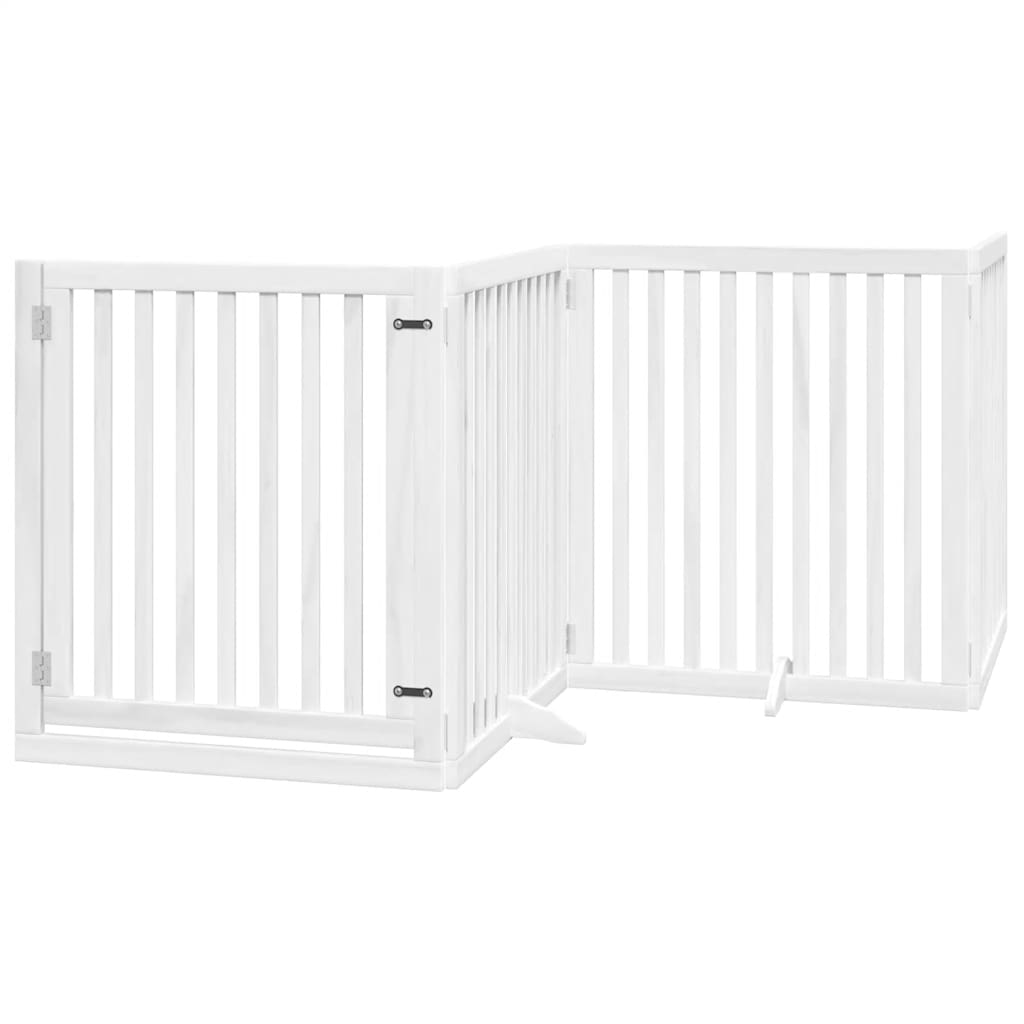 Puerta de perros plegable 6 paneles madera álamo blanca 480 cm