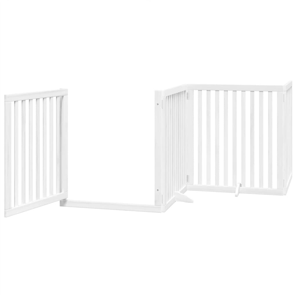 Puerta de perros plegable 6 paneles madera álamo blanca 480 cm