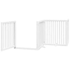 Puerta de perros plegable 6 paneles madera álamo blanca 480 cm