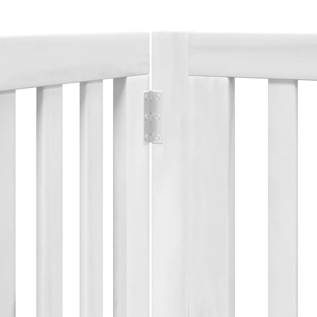 Puerta de perros plegable 6 paneles madera álamo blanca 480 cm