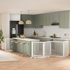 Puerta de perros plegable 6 paneles madera álamo blanca 480 cm