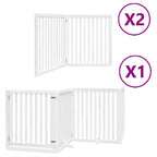 Puerta de perros plegable 8 paneles madera álamo blanca 640 cm