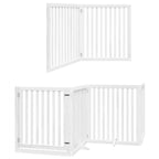 Puerta de perros plegable 8 paneles madera álamo blanca 640 cm