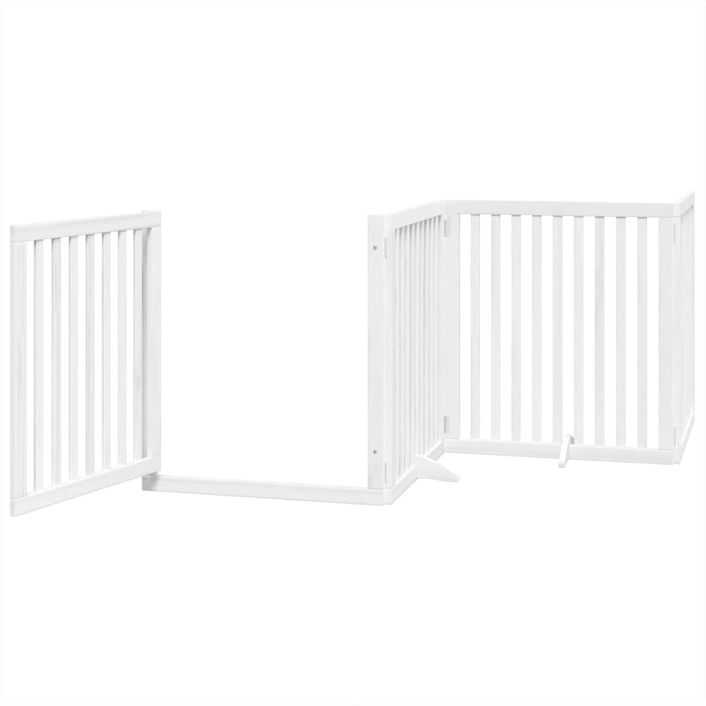 Puerta de perros plegable 8 paneles madera álamo blanca 640 cm
