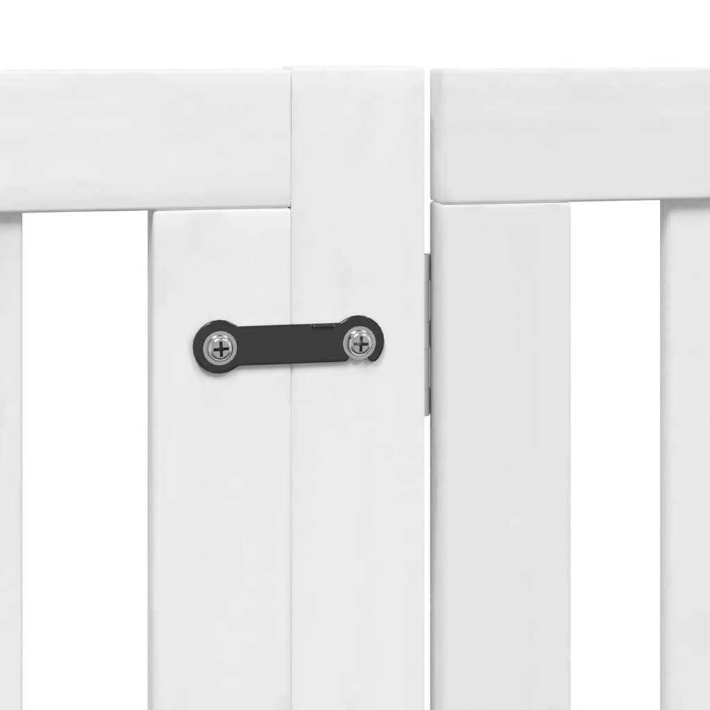 Puerta de perros plegable 8 paneles madera álamo blanca 640 cm
