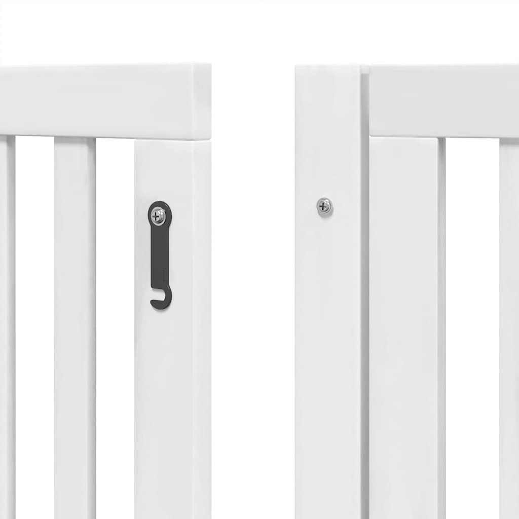 Puerta de perros plegable 8 paneles madera álamo blanca 640 cm