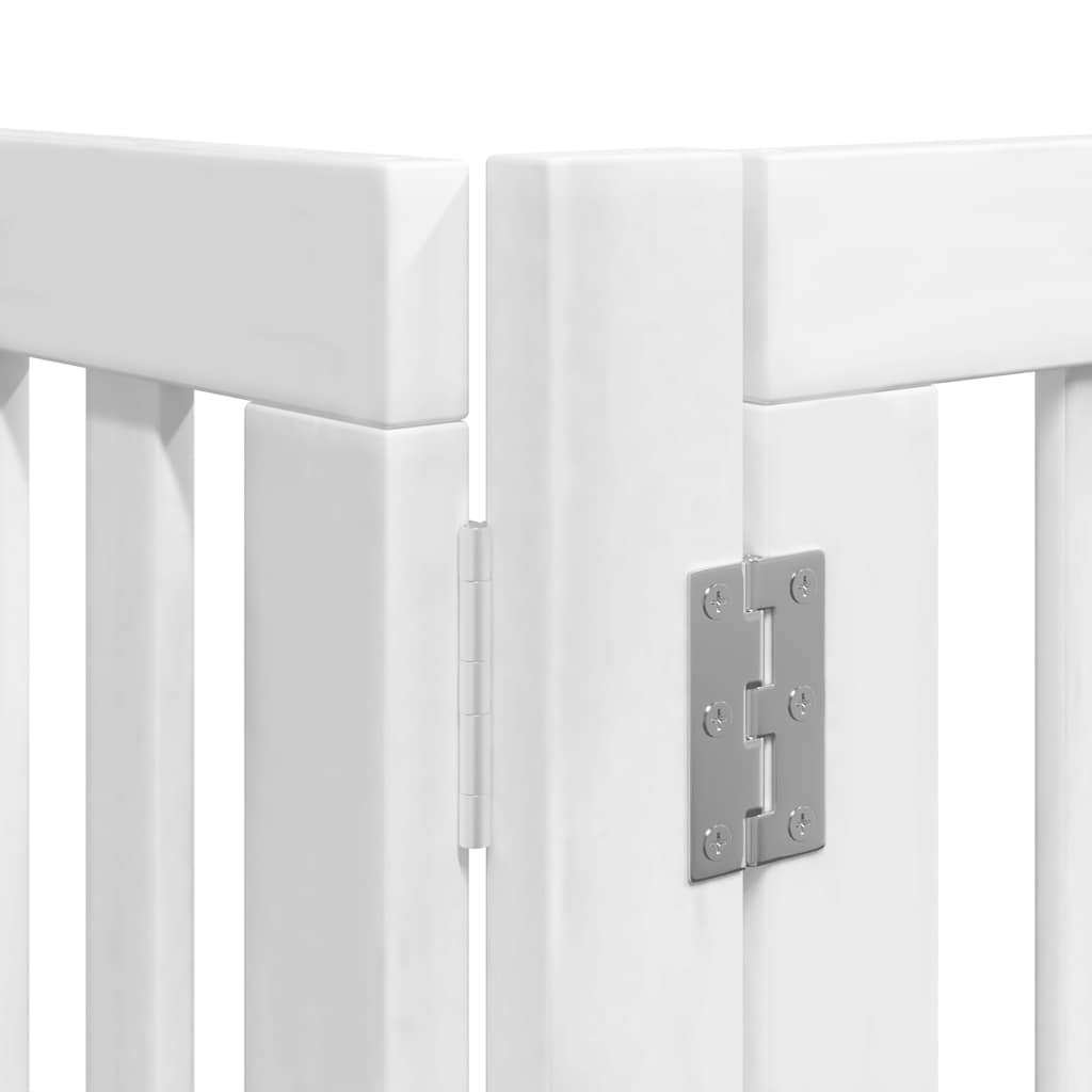 Puerta de perros plegable 8 paneles madera álamo blanca 640 cm