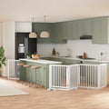 Puerta de perros plegable 8 paneles madera álamo blanca 640 cm