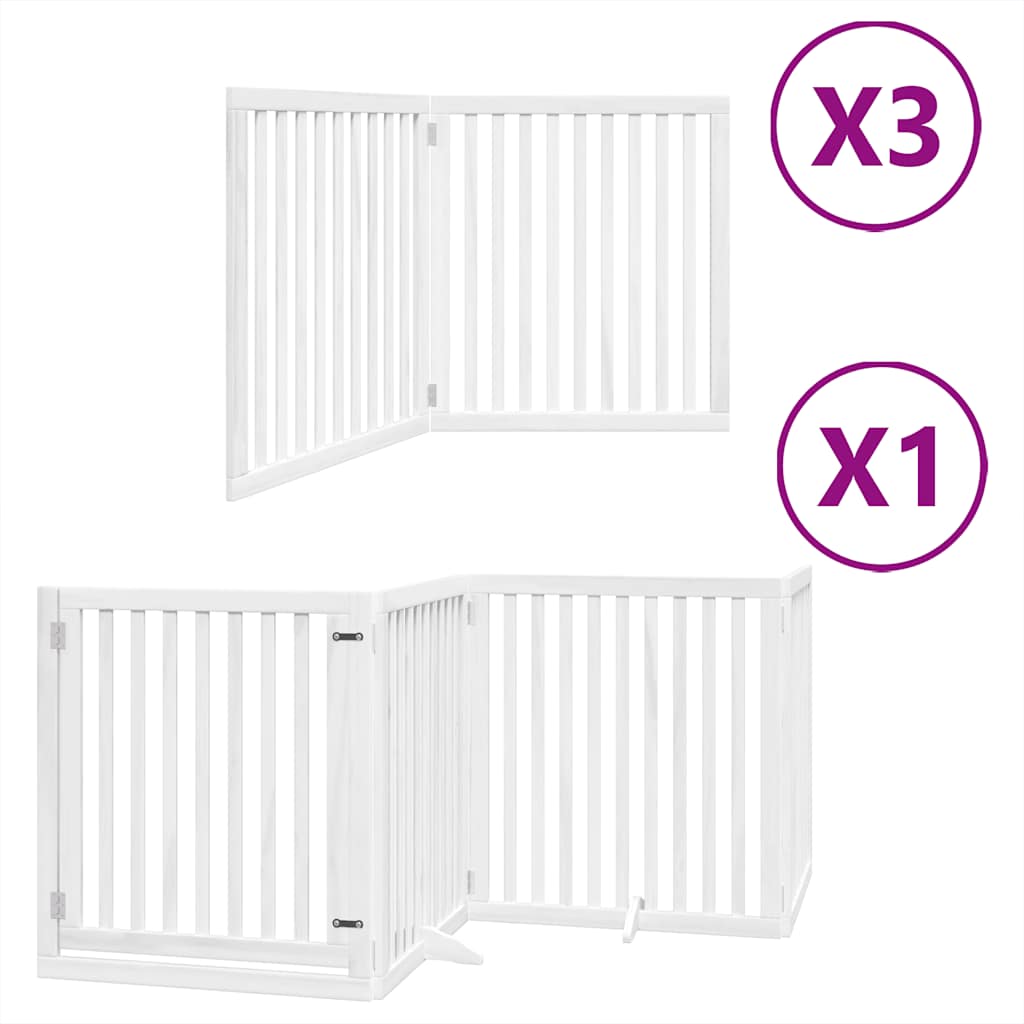 Puerta de perros plegable 10 paneles madera álamo blanca 800 cm