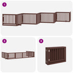 Puerta de perros plegable 8 paneles madera álamo marrón 640 cm