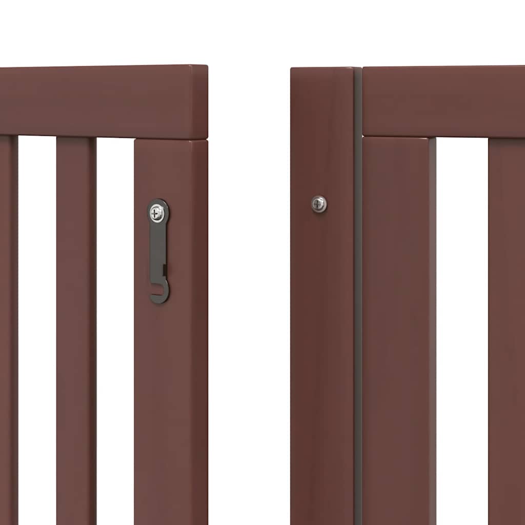 Puerta de perros plegable 8 paneles madera álamo marrón 640 cm