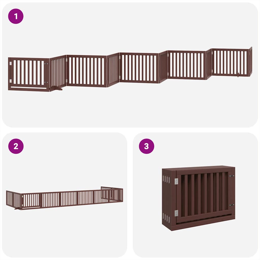 Puerta de perros plegable 10 paneles madera álamo marrón 800 cm