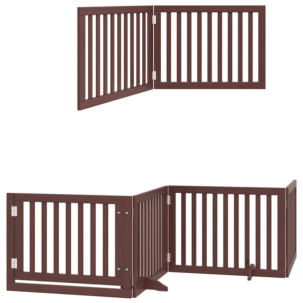 Puerta de perros plegable 12 paneles madera álamo marrón 960 cm