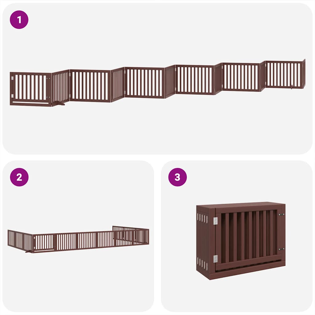 Puerta de perros plegable 12 paneles madera álamo marrón 960 cm