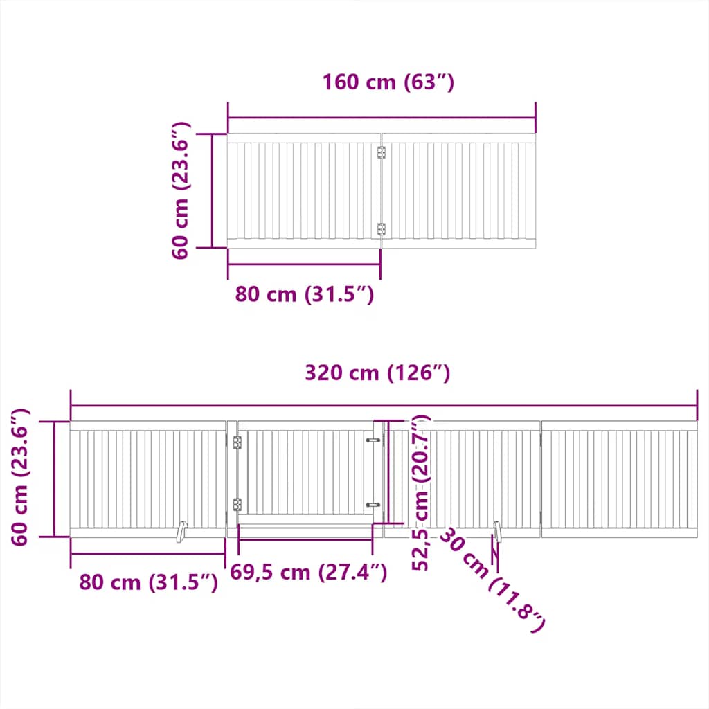 Puerta de perros plegable 12 paneles madera álamo marrón 960 cm