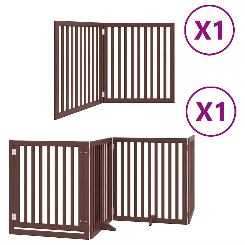 Puerta de perros plegable 6 paneles madera álamo marrón 480 cm